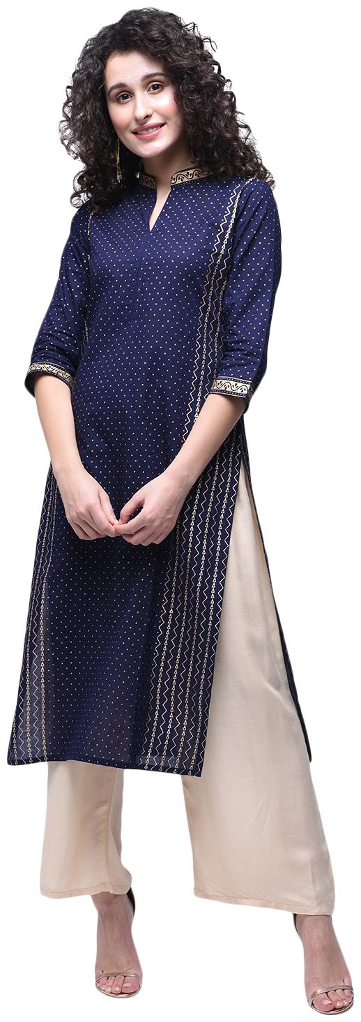 

Zoeyam s Women Blue Printed Straight Kurti