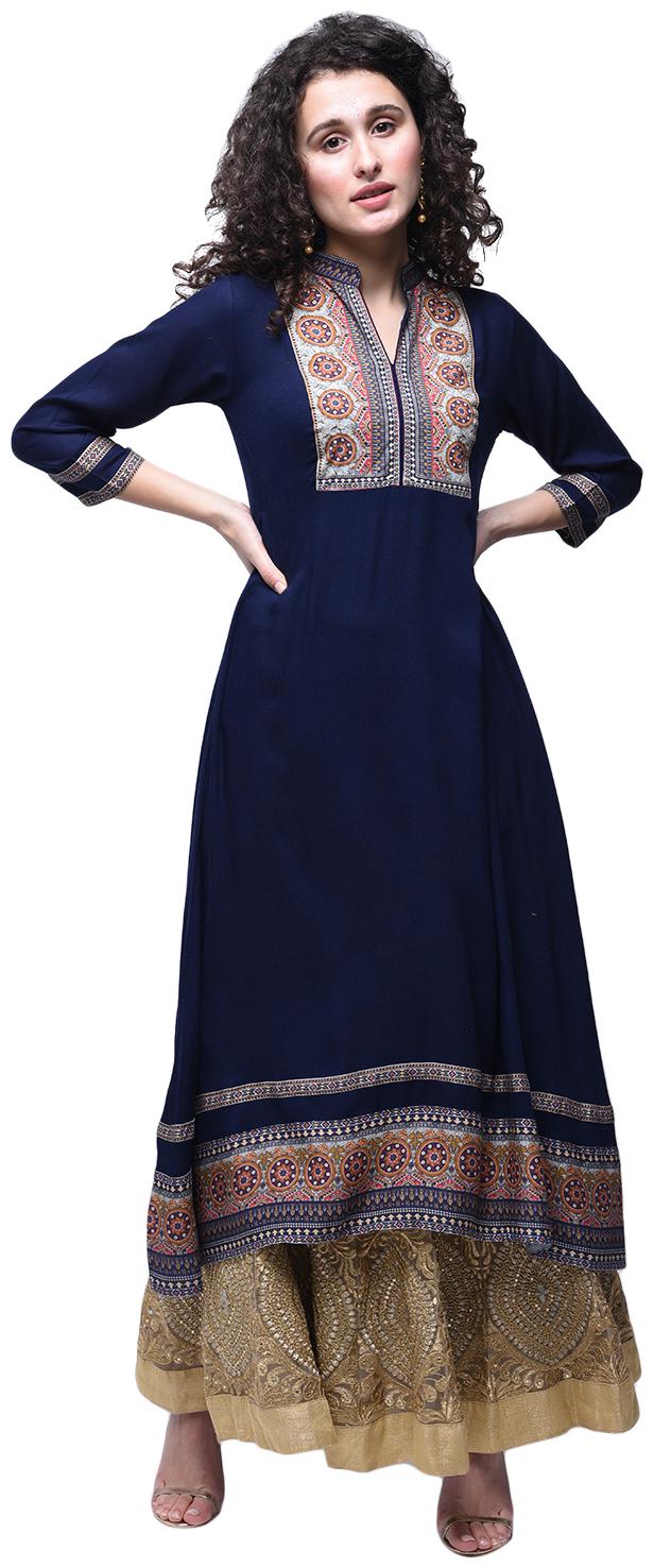 

Zoeyam s Women Blue Printed Anarkali Kurti