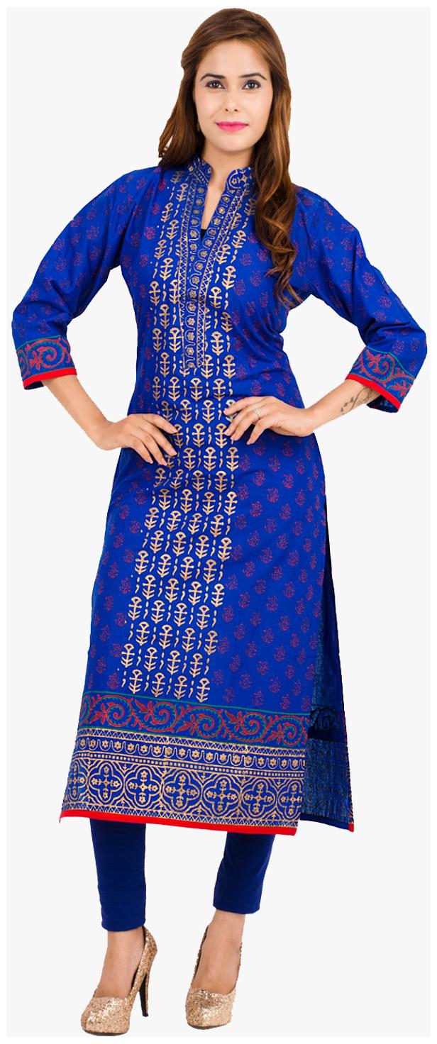 

Zoeyam s Women Blue Printed Straight Kurta