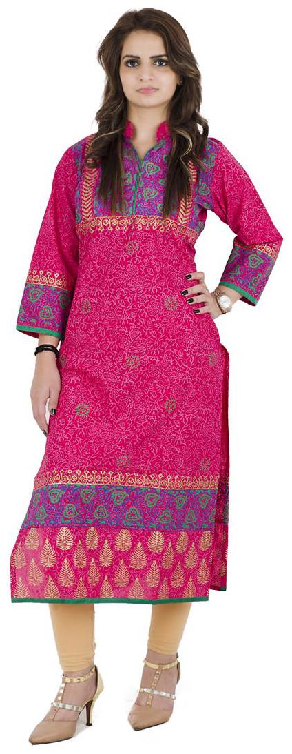 

Zoeyam s Women Pink Printed Straight Kurta