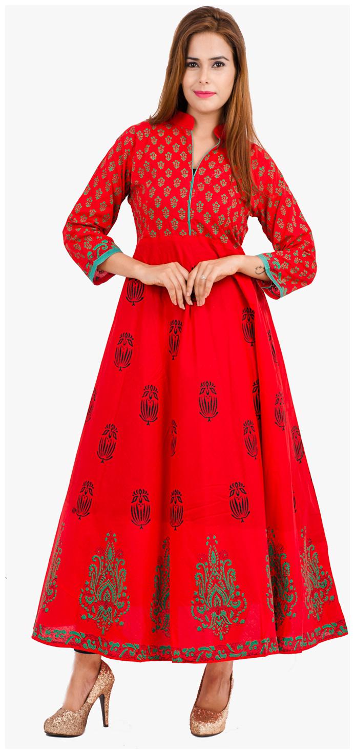 

Zoeyam s Women Red Printed Straight Kurta