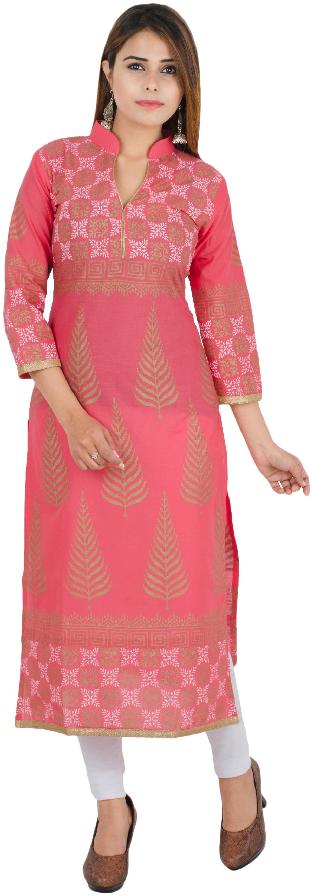 

Zoeyam s Women Pink Printed Straight Kurta