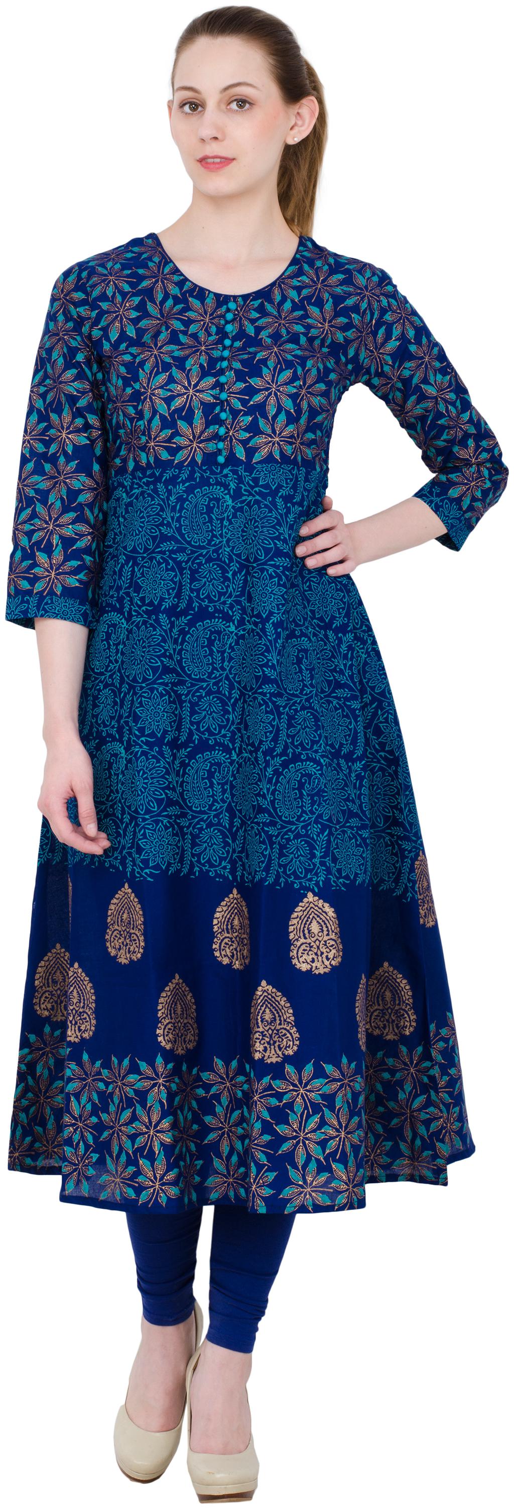 

Zoeyam s Women Blue Printed Anarkali Kurta