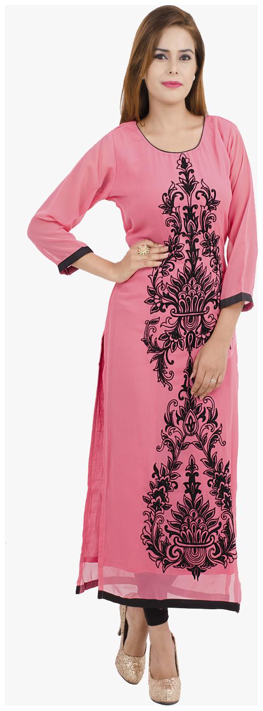 

Zoeyam s Women Pink Embroidered Straight Kurta