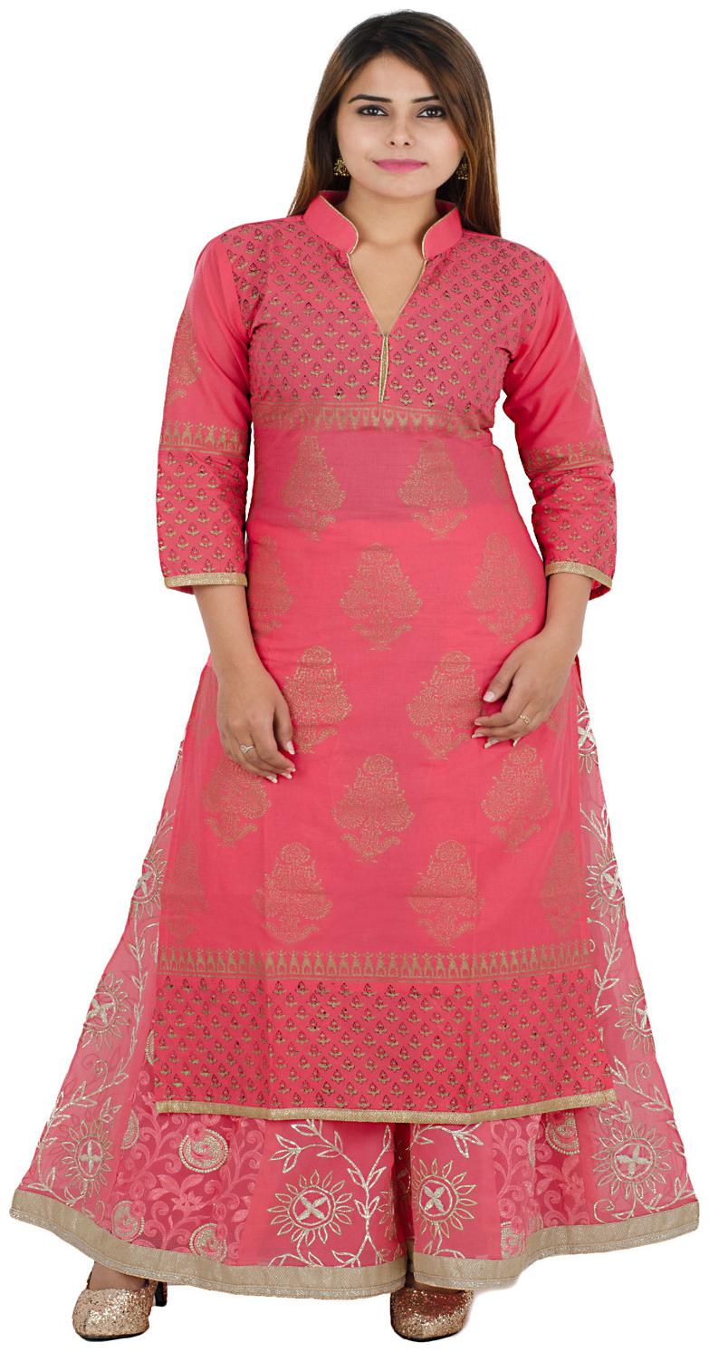 

Zoeyam s Women Pink Printed Straight Kurta