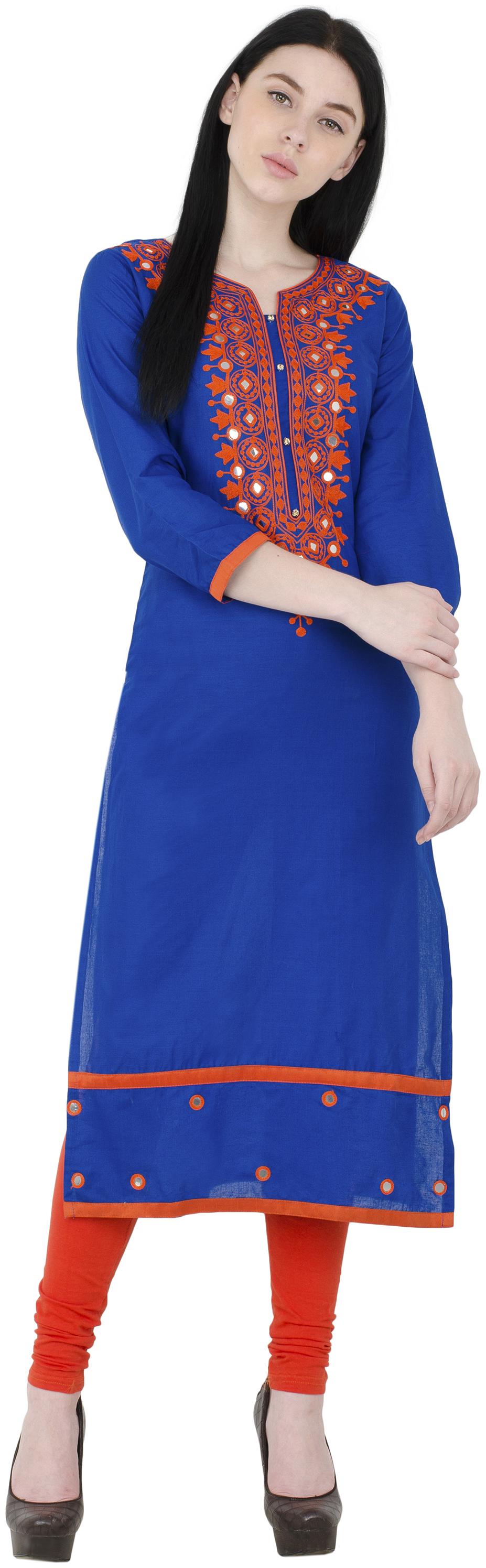 

Zoeyam s Women Blue Embroidered Straight Kurta