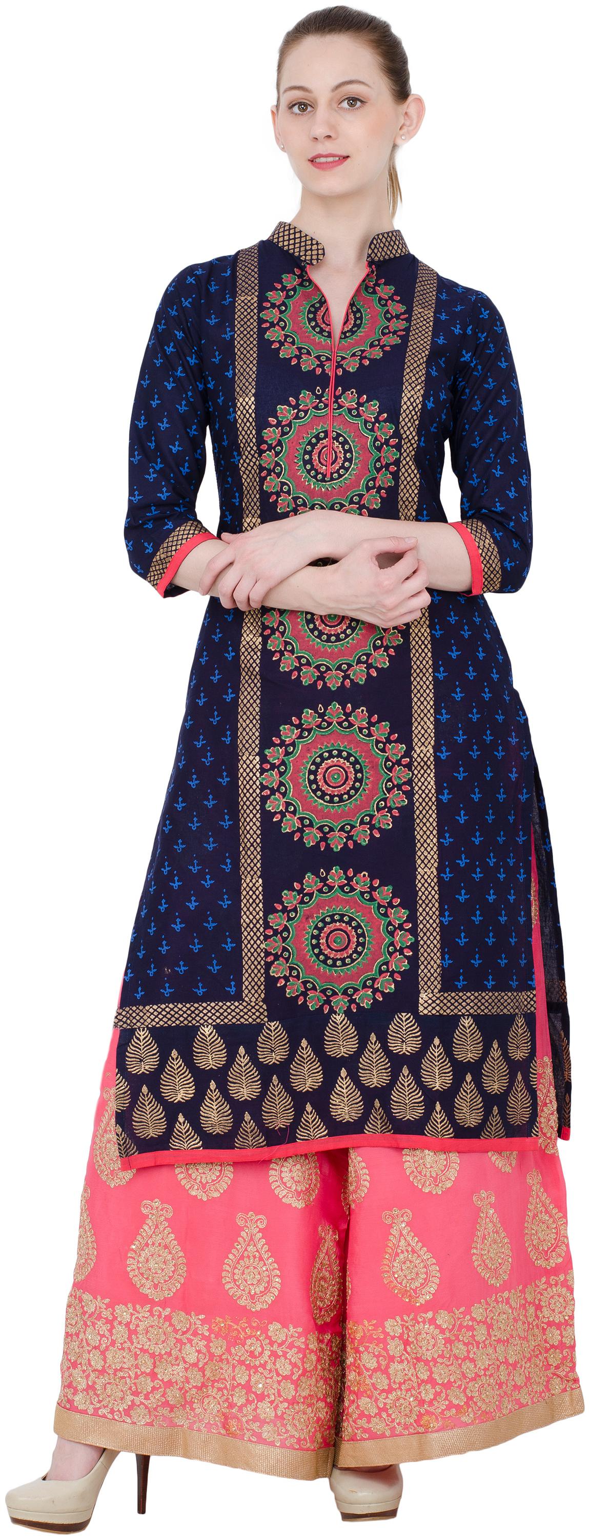 

Zoeyam s Women Blue Printed Straight Kurta