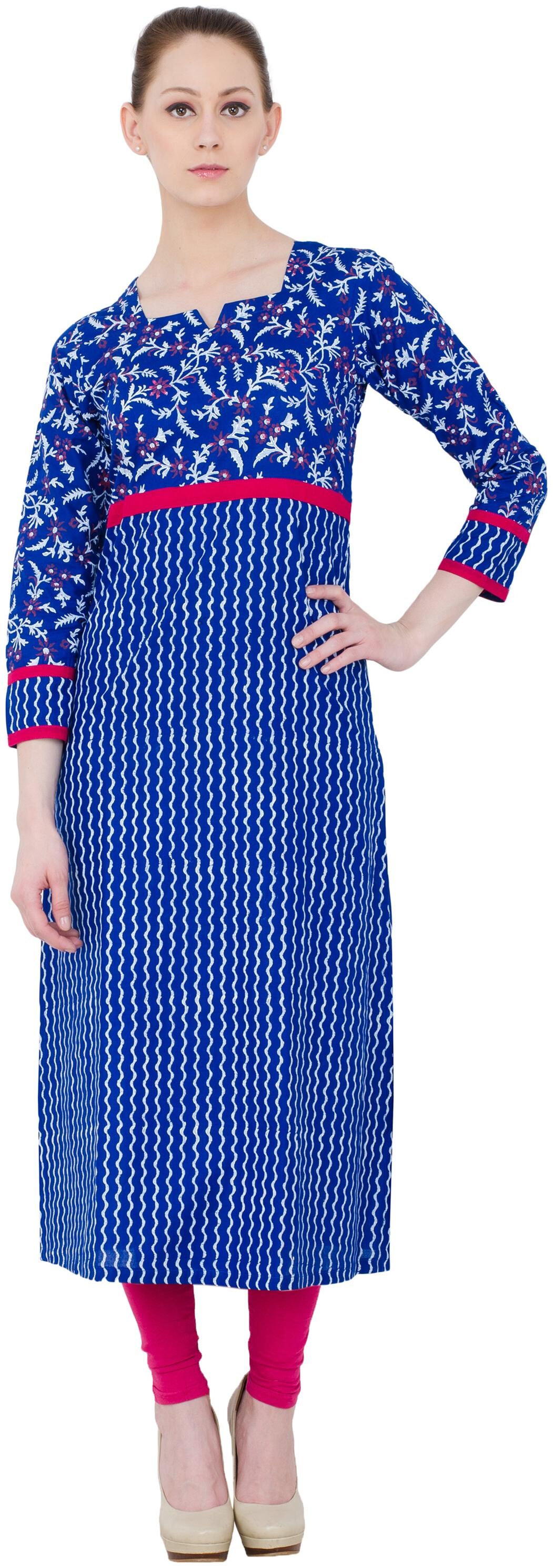 

Zoeyam s Women Blue Printed Straight Kurti
