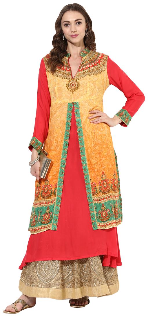 

Zoeyam s Women Red Printed Straight Kurta