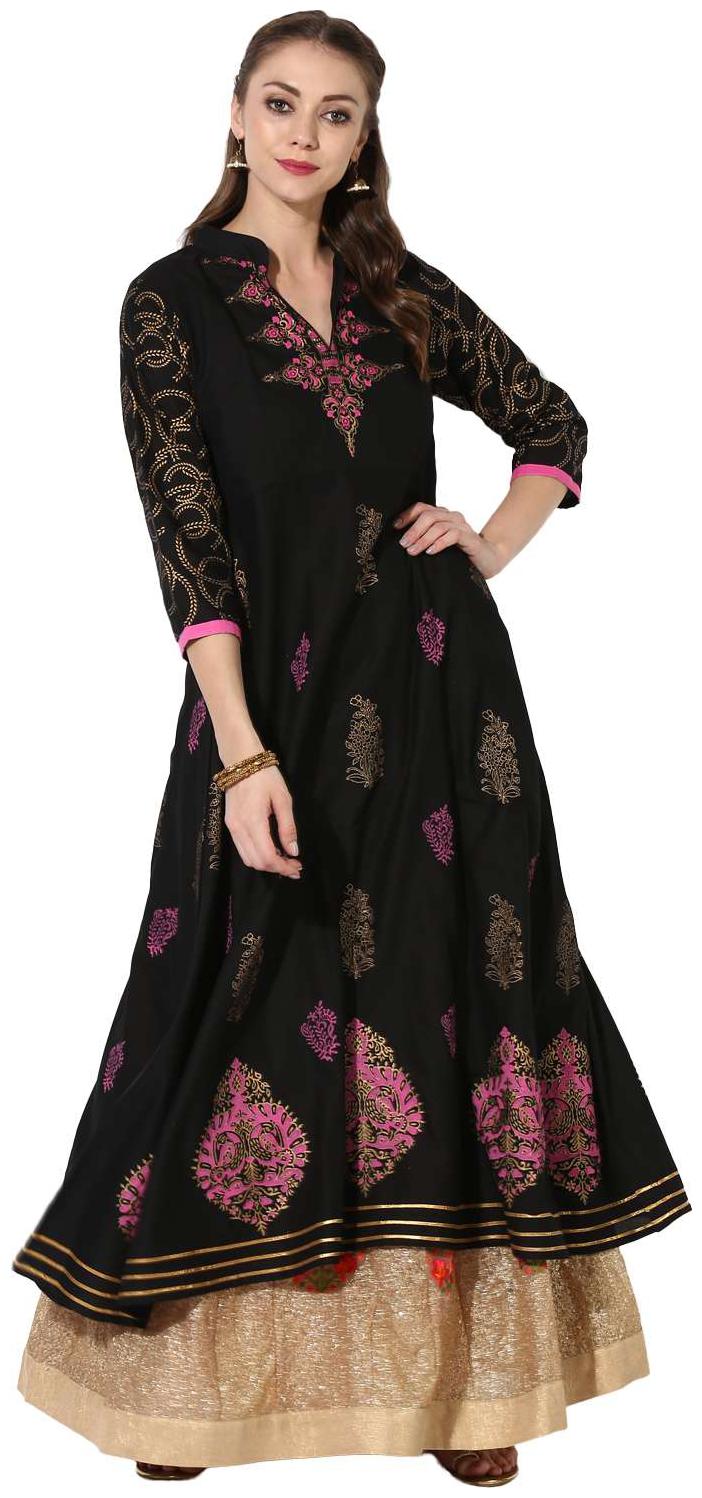

Zoeyam s Women Black Printed Anarkali Kurta