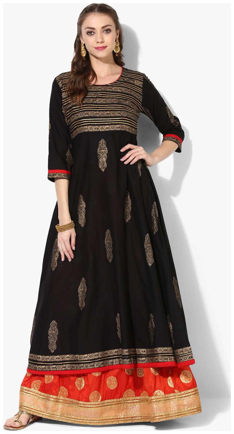 

Zoeyam s Women Black Printed Anarkali Kurta
