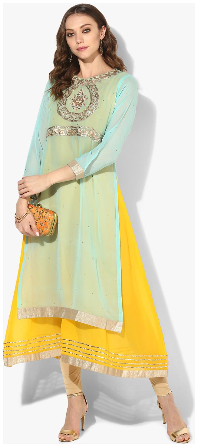 

Zoeyam s Women Green Embroidered Straight Kurti
