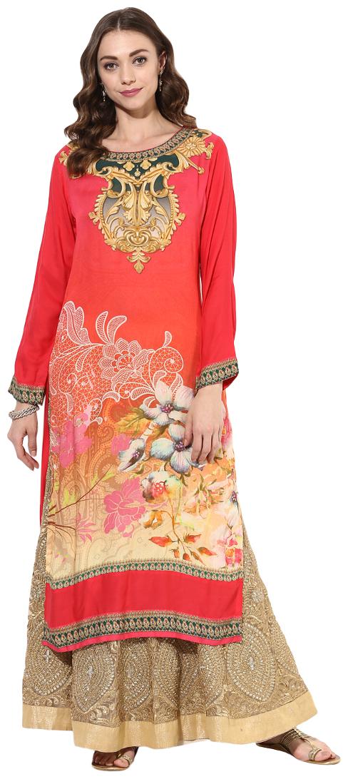 

Zoeyam s Women Red Printed Straight Kurta