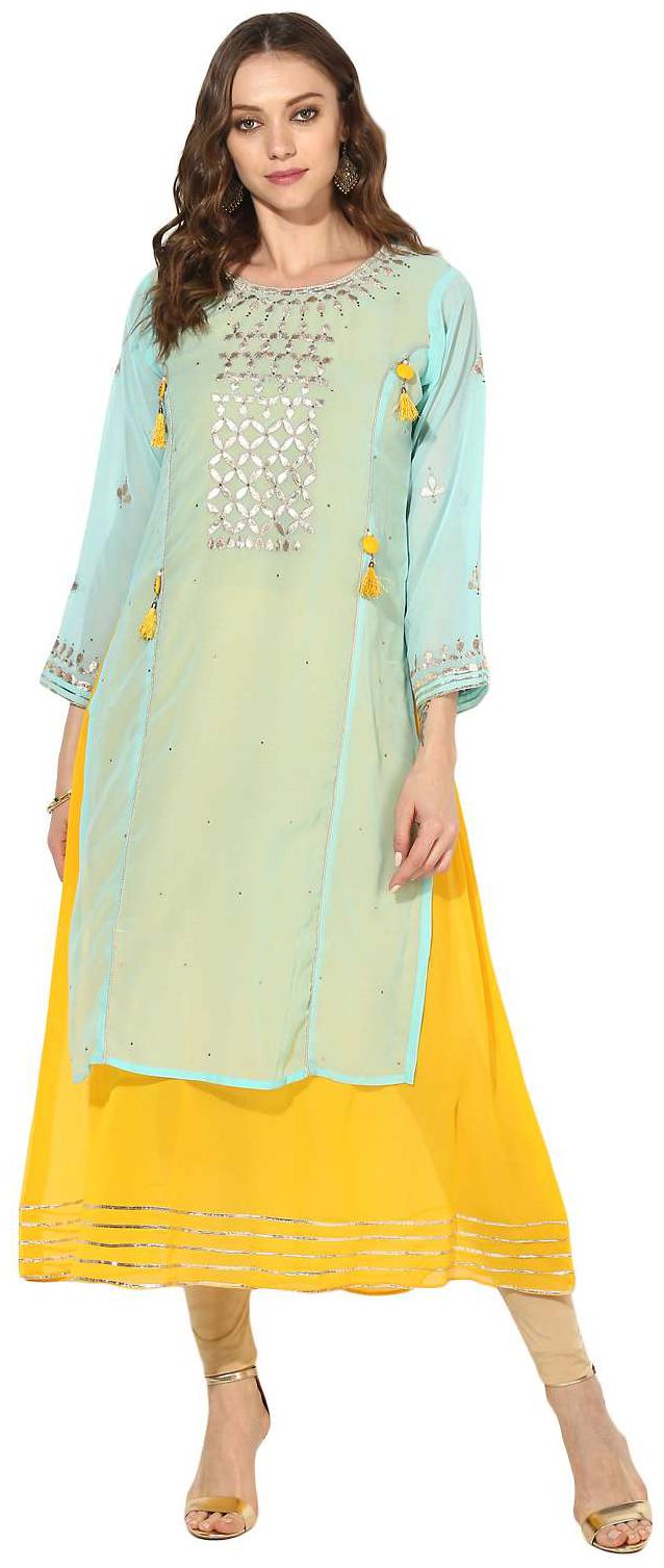

Zoeyam s Women Blue Embroidered Anarkali Kurta