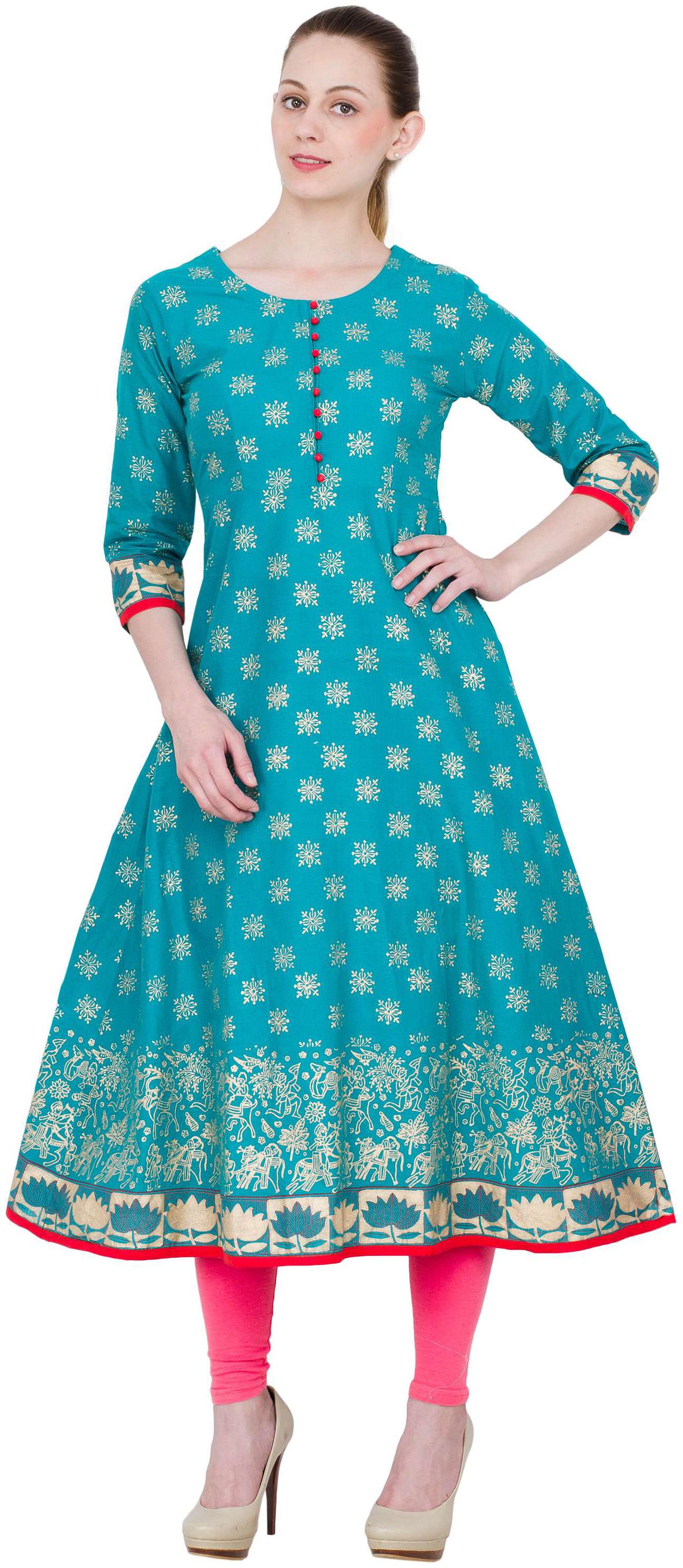 

Zoeyam s Women Green Printed Anarkali Kurta