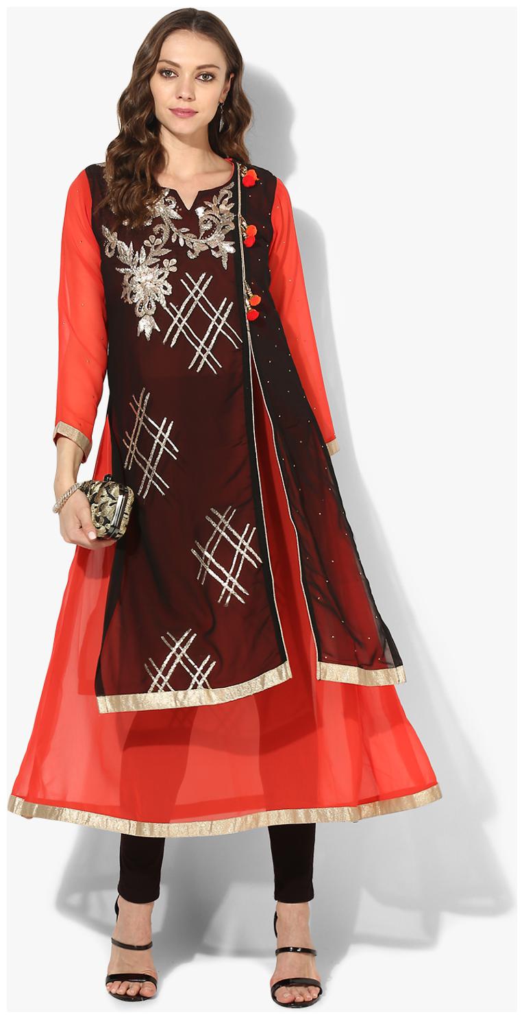 

Zoeyam s Women Black Embroidered Straight Kurta