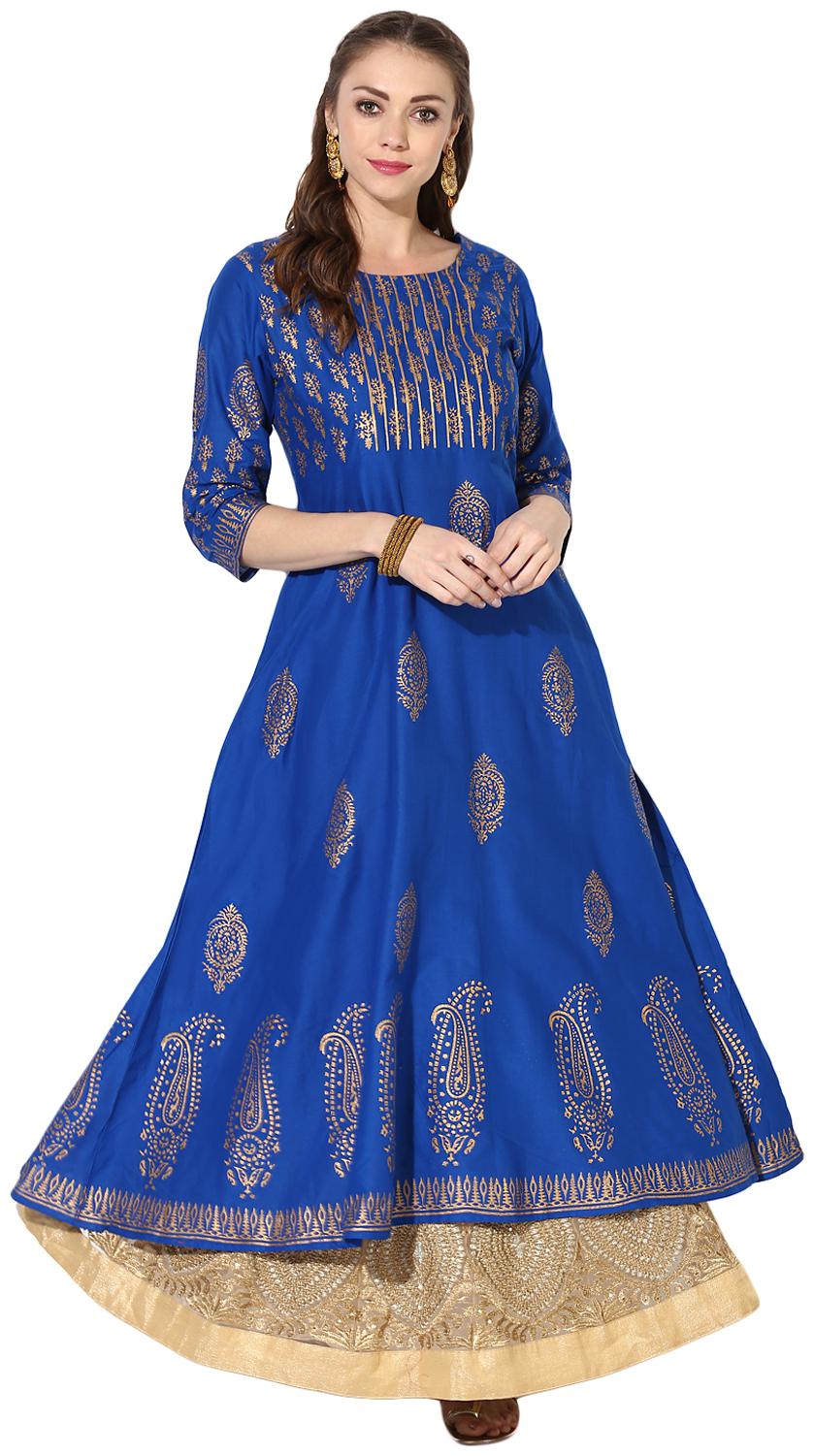 

Zoeyam s Women Blue Printed Anarkali Kurta