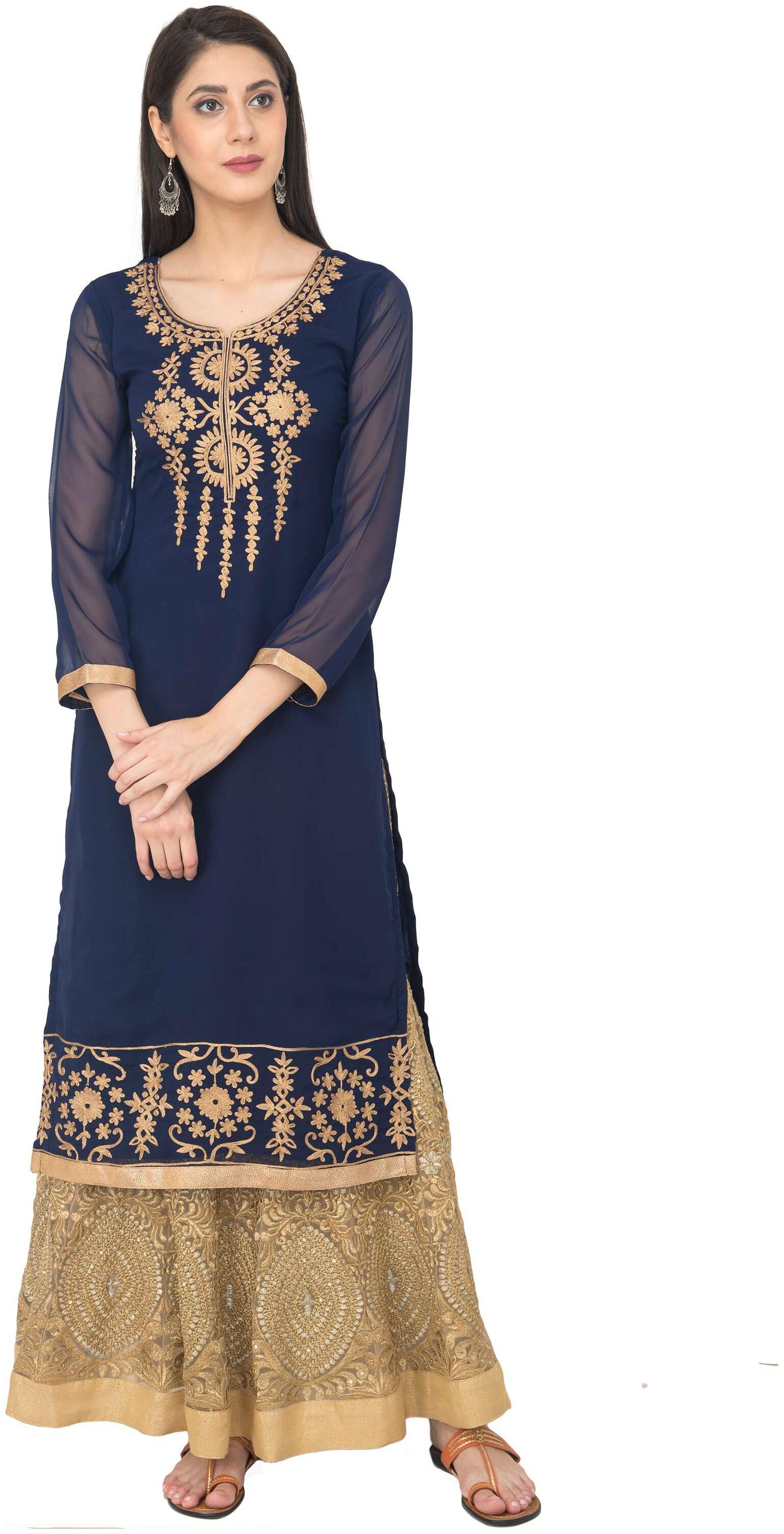 

Zoeyam s Women Blue Embroidered Straight Kurta