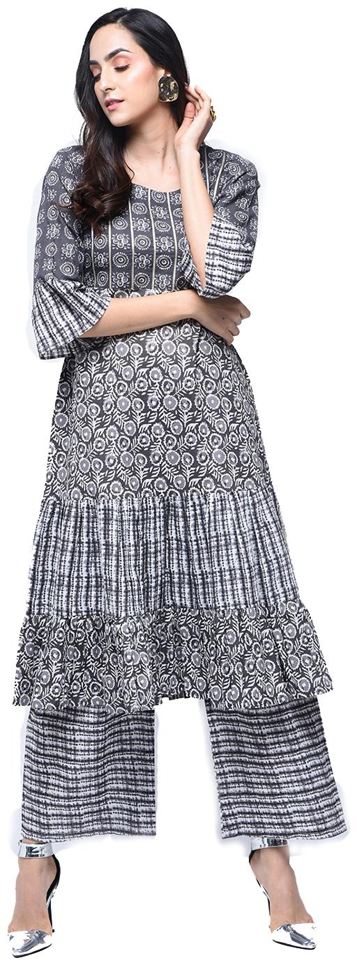 

Zoeyam s Women Grey Printed Anarkali Kurta
