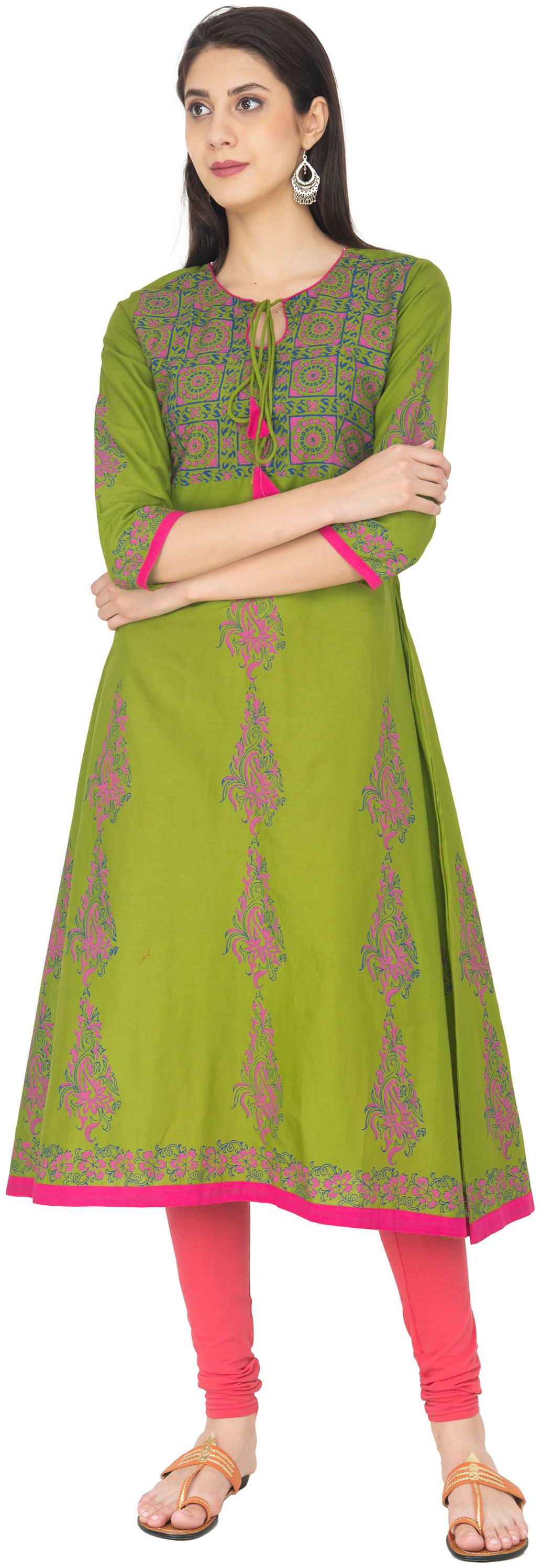 

Zoeyam s Women Green Printed Anarkali Kurta