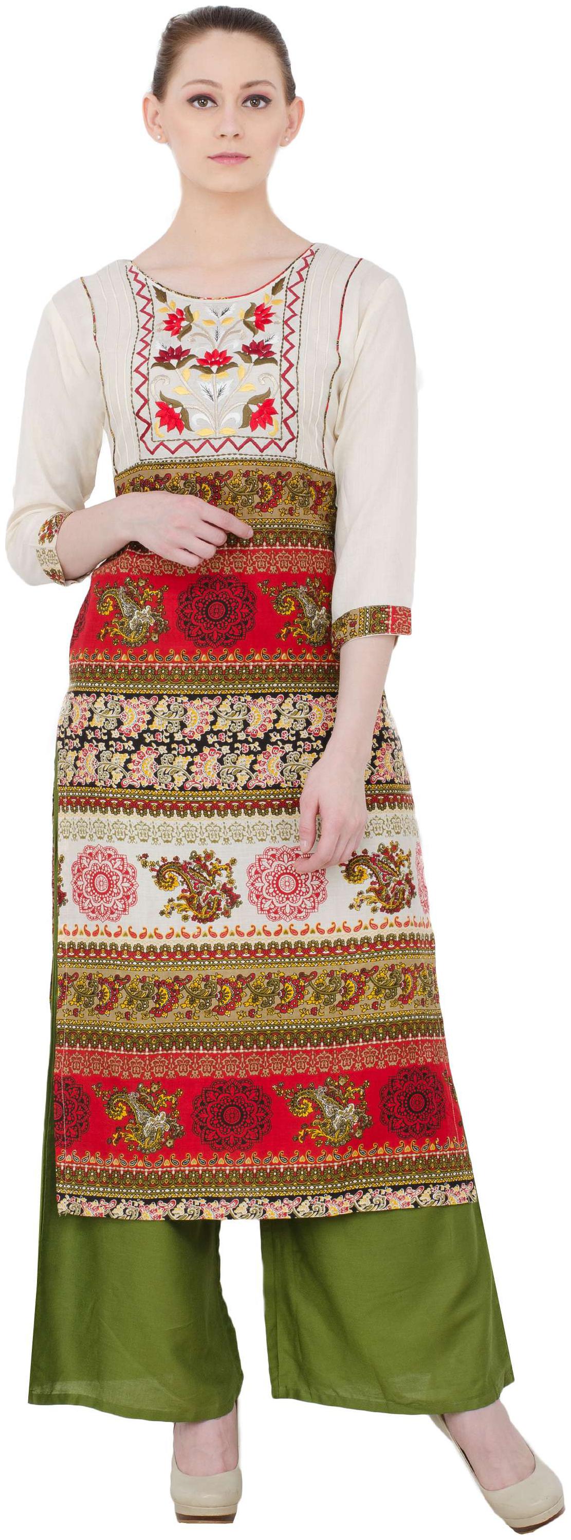 

Zoeyam s Women Multi Embroidered Straight Kurta