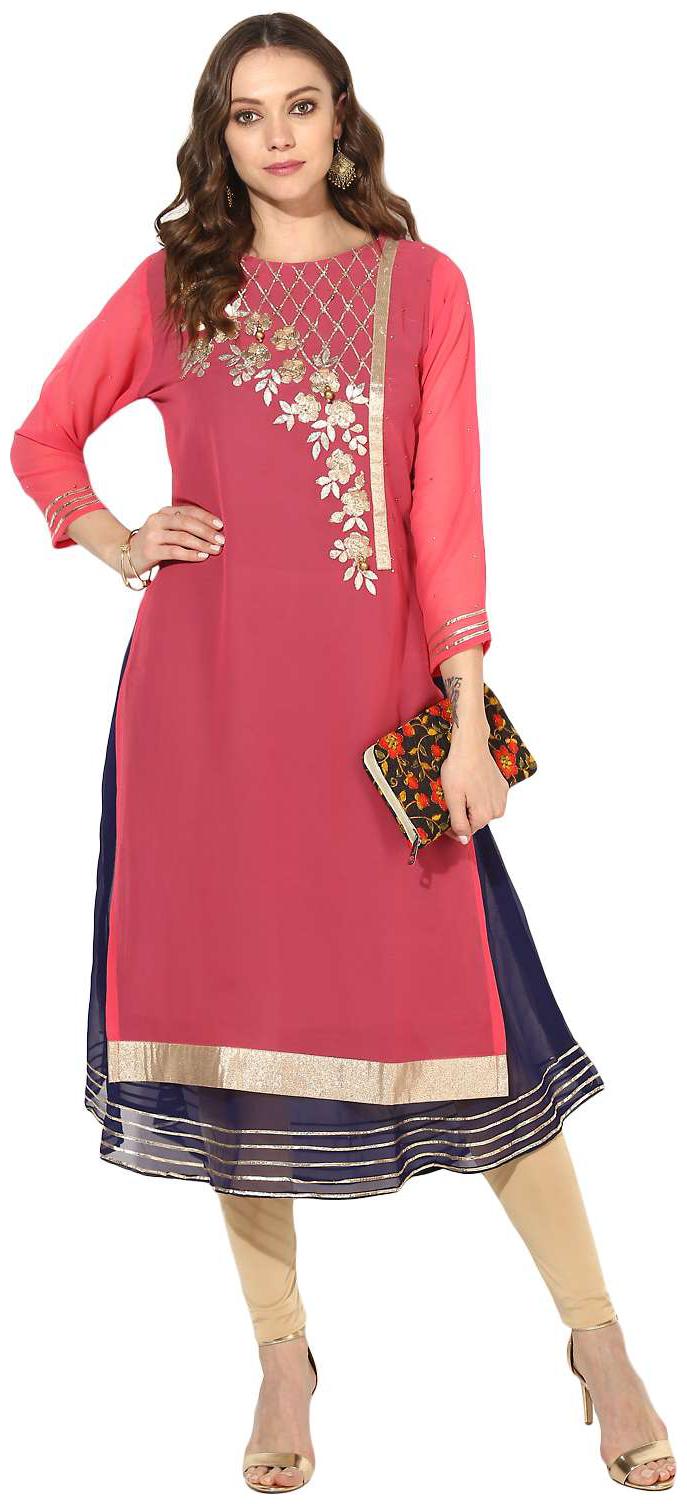 

Zoeyam s Women Pink Embroidered Anarkali Kurti