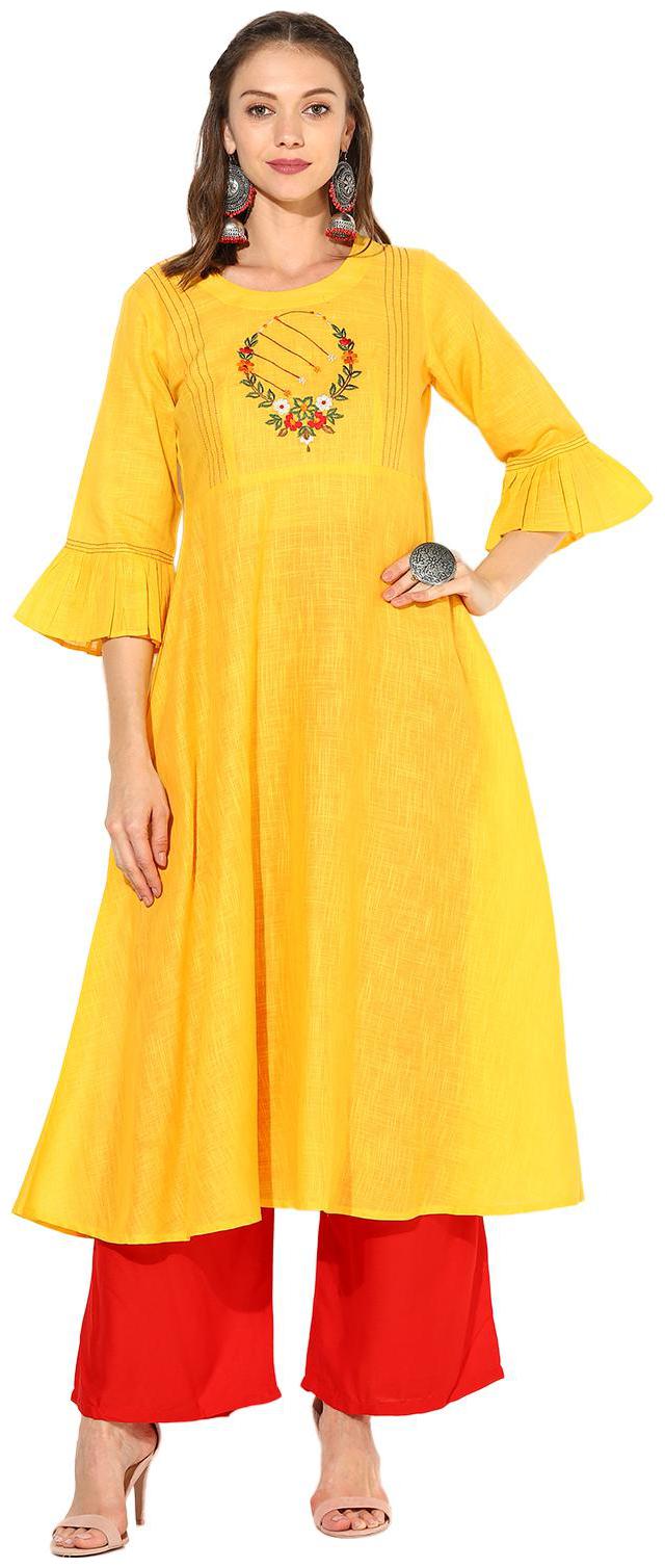 

Zoeyam s Women Yellow Embroidered Anarkali Kurta