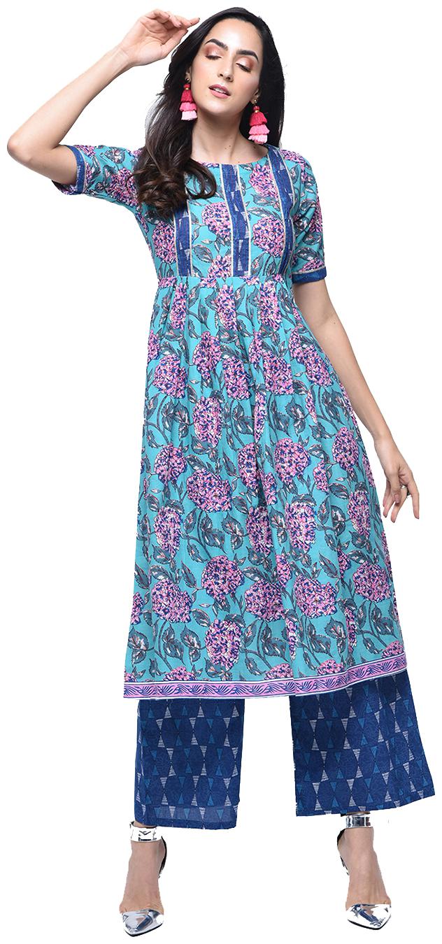 

Zoeyam s Women Blue Printed Anarkali Kurta