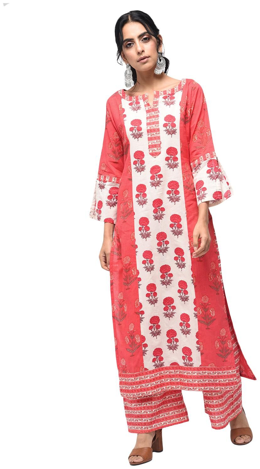 

Zoeyam s Women Pink Printed Straight Kurti