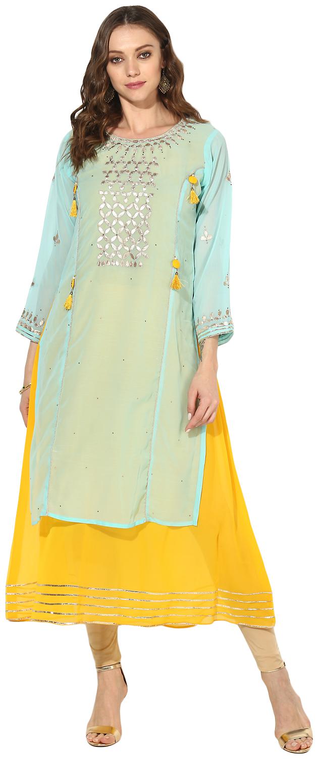 

Zoeyam s Women Blue Embroidered Anarkali Kurta