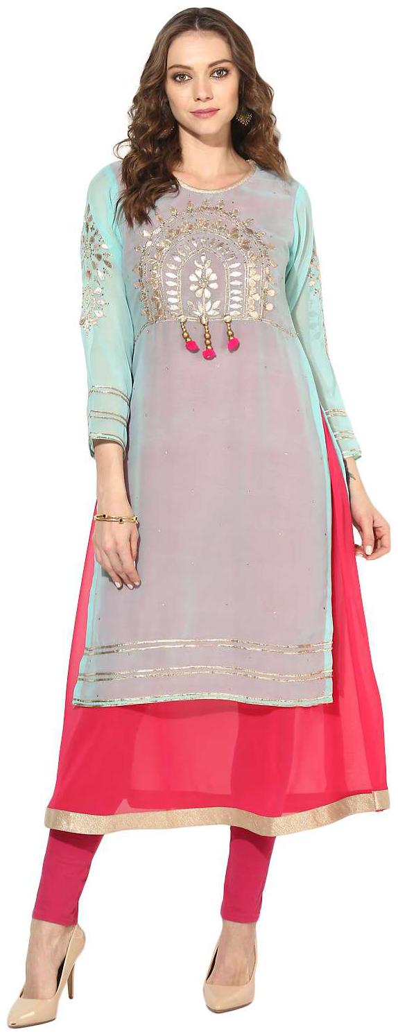 

Zoeyam s Women Blue Embroidered Anarkali Kurta
