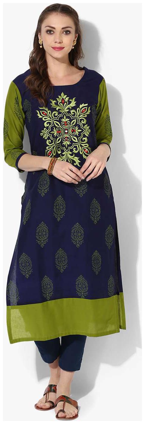 

Zoeyam s Women Blue Embroidered Straight Kurta