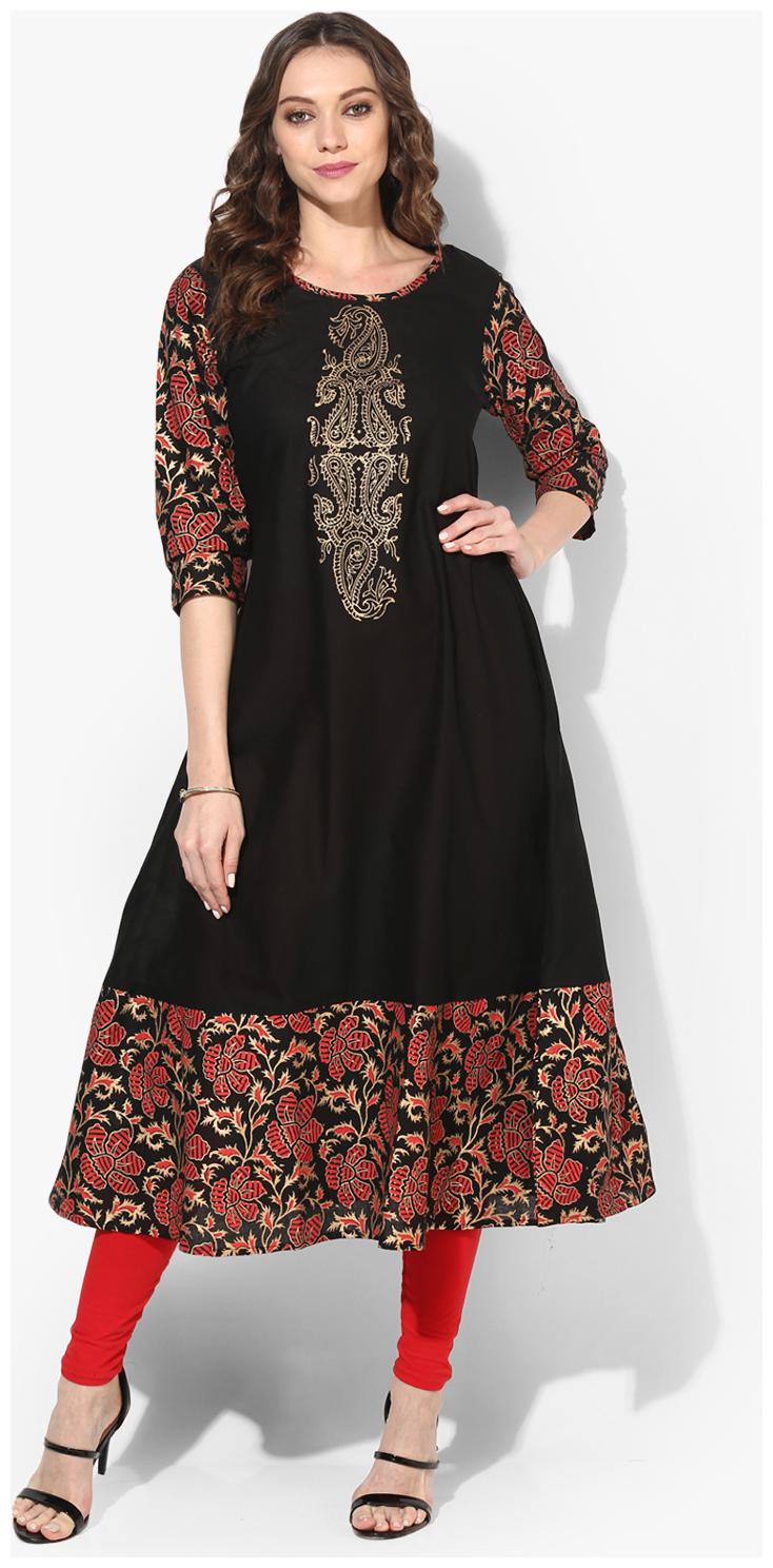 

Zoeyam s Women Black Printed Anarkali Kurta