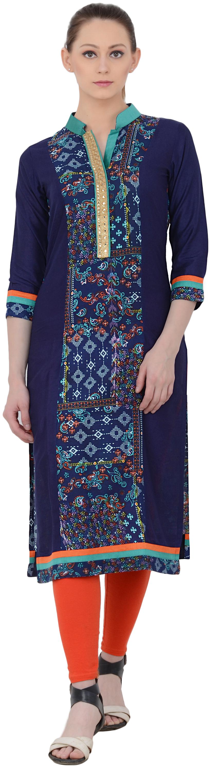 

Zoeyam s Women Blue Printed Straight Kurta