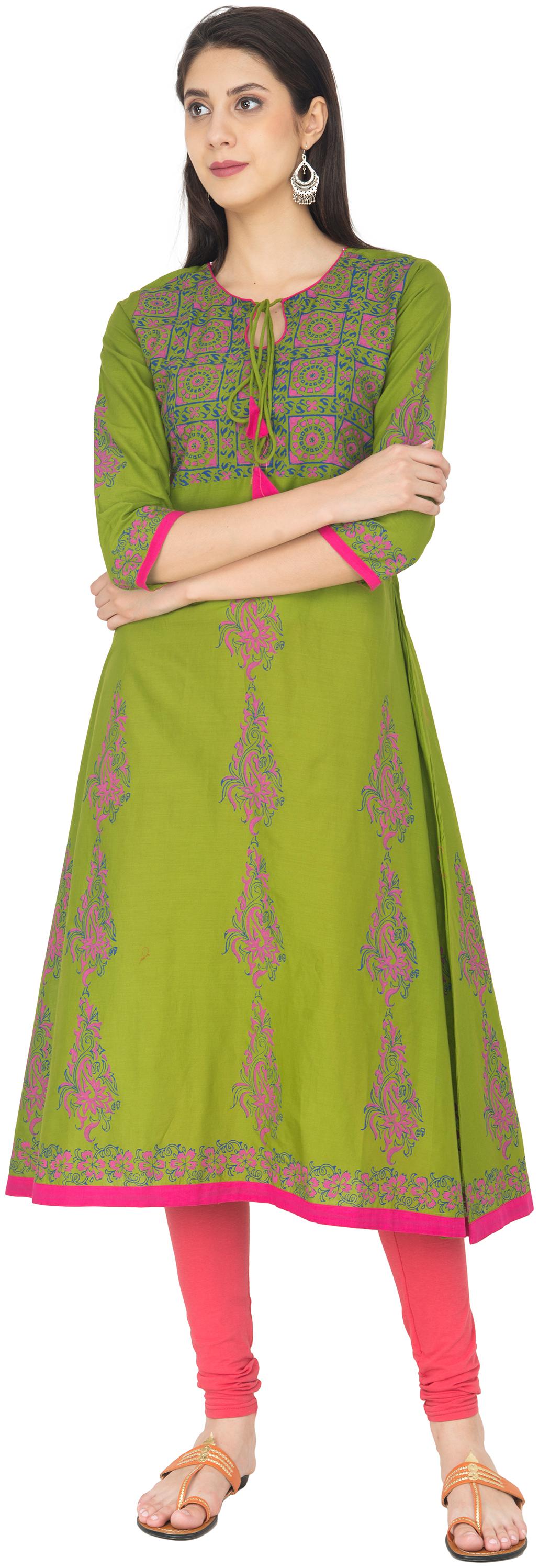 

Zoeyam s Women Green Printed Anarkali Kurta