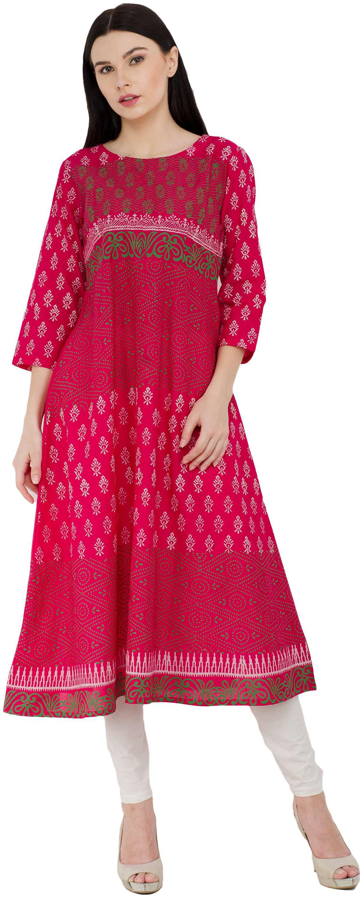 

Zoeyam s Women Pink Printed Anarkali Kurta