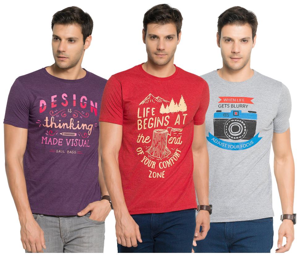 

ZORCHEE Men Red Regular fit Cotton Round neck T-Shirt - Pack Of 3