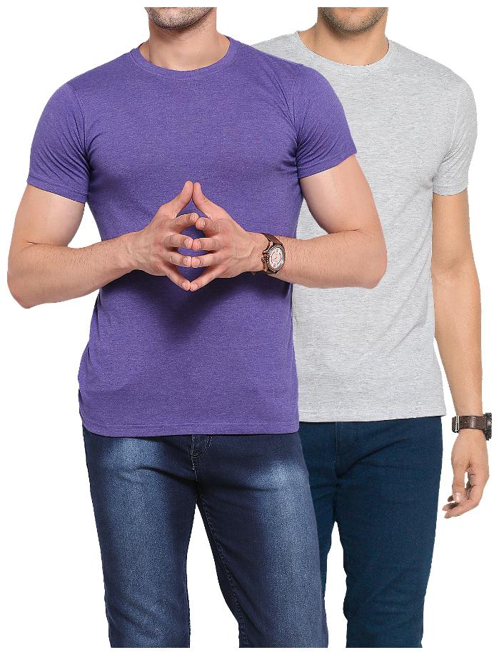 

ZORCHEE Men Purple Regular fit Cotton Round neck T-Shirt - Pack Of 2