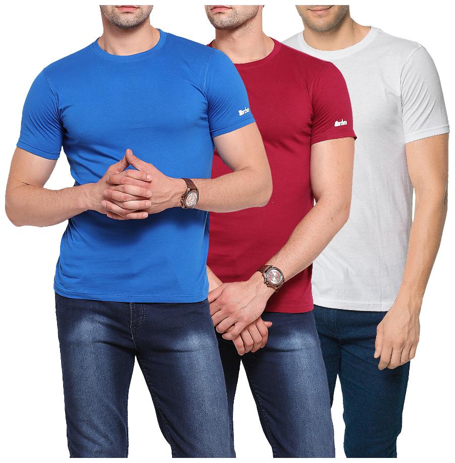

ZORCHEE Men Blue Regular fit Cotton Round neck T-Shirt - Pack Of 3