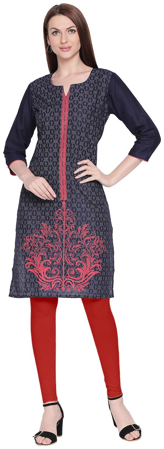 

ZRI Women Blue Printed Straight Kurta