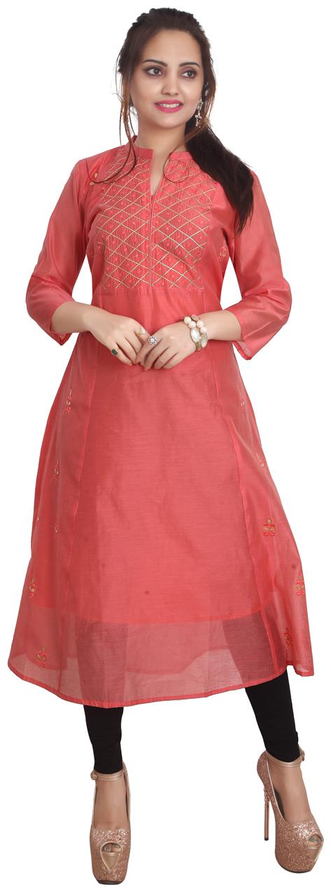 

ZRI Women Peach Ethnic Motifs Straight Kurta
