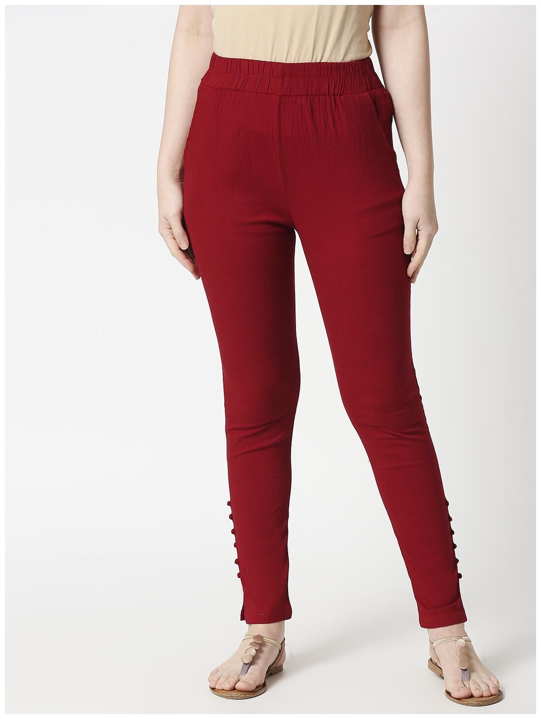 

ZRI Cotton Blend Ethnic Pants - Maroon