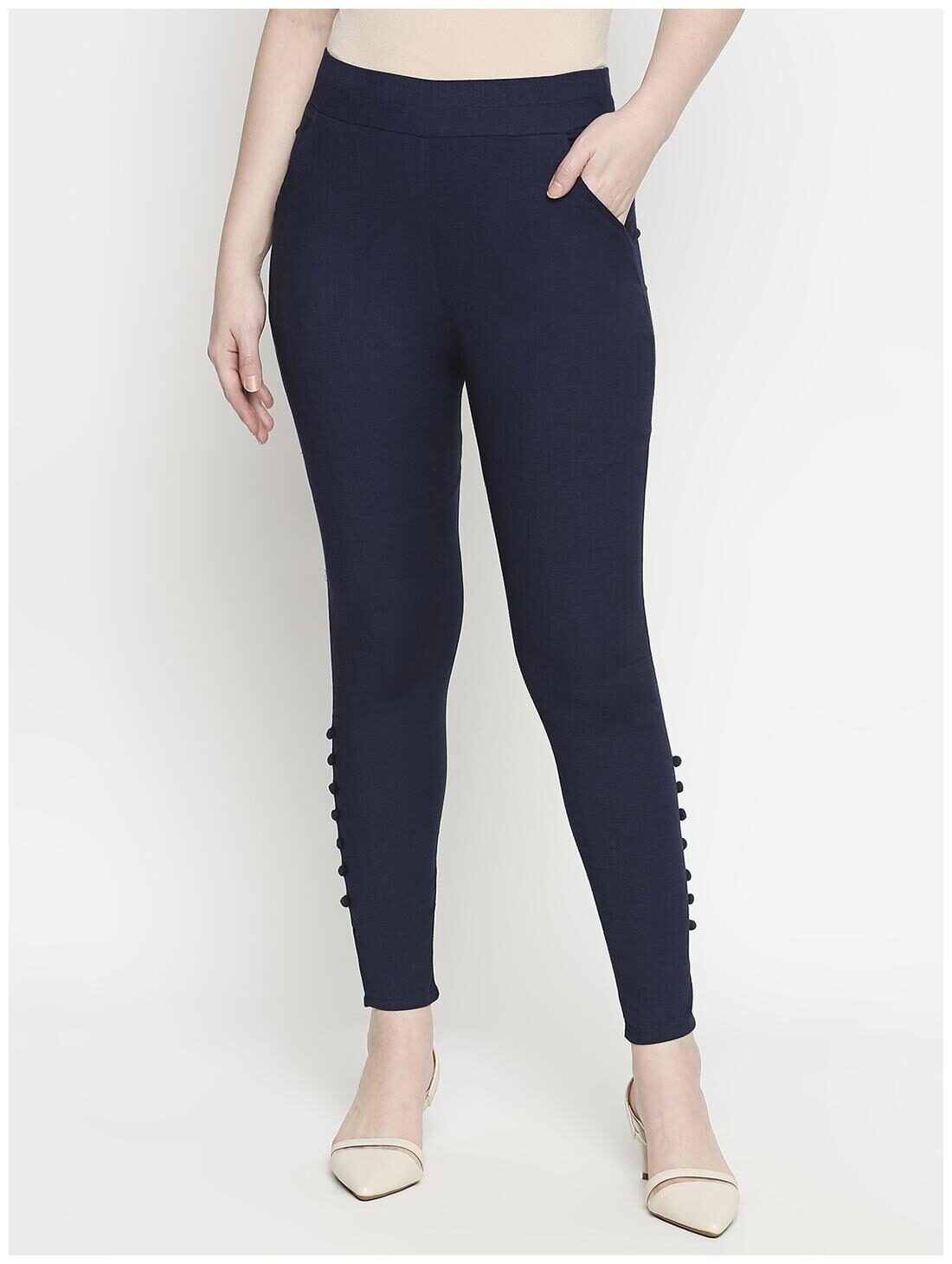 

ZRI Cotton Blend Ethnic Pants - Navy Blue