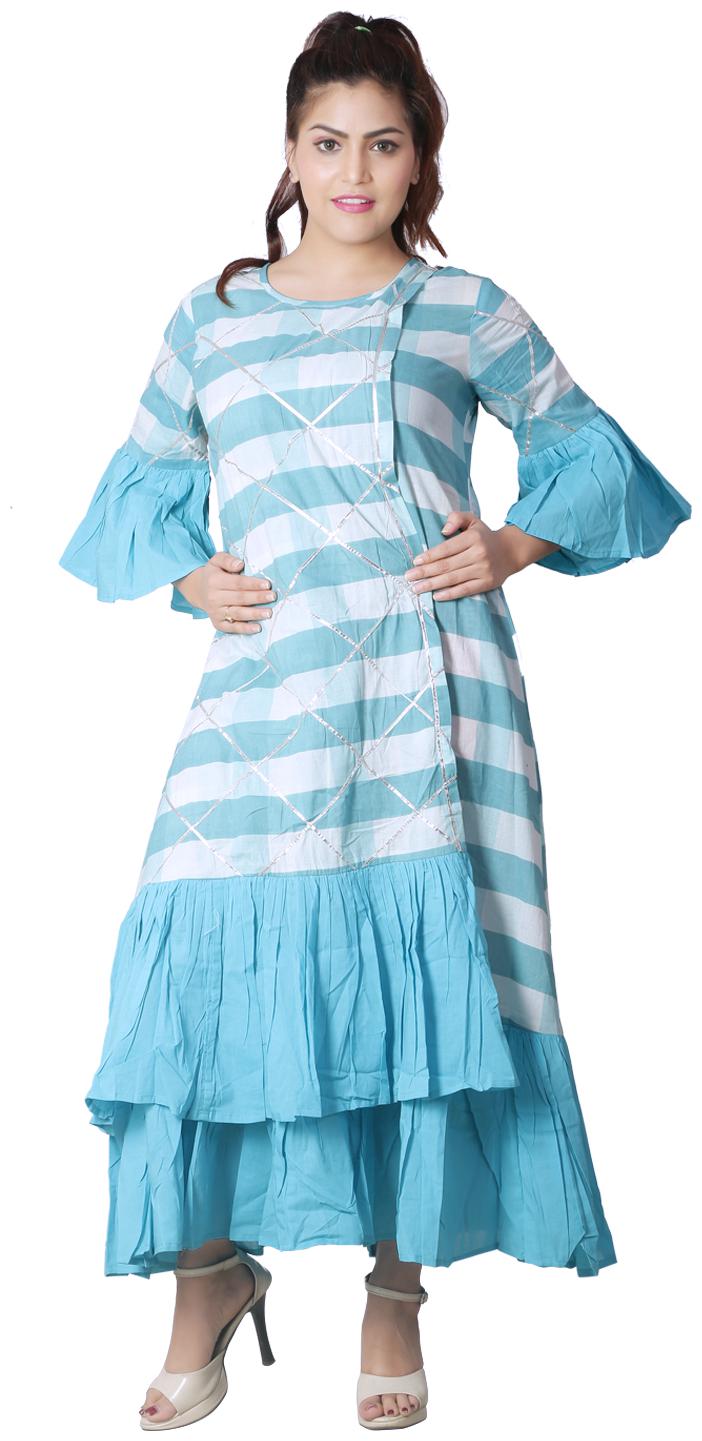 

ZRI Women Blue Ethnic Motifs Straight Kurta