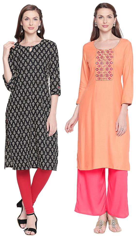 

ZRI Women Multi Embroidered Straight Kurta