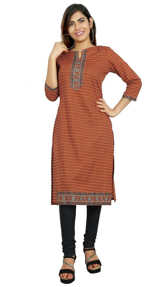 

ZRI Women Brown Polka Dots Straight Kurta