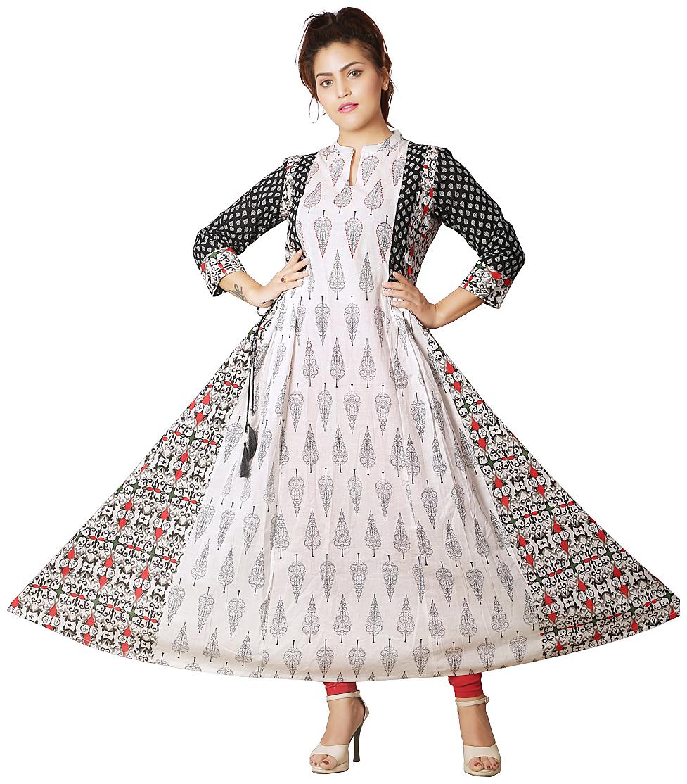 

ZRI Women Black Printed Anarkali Kurta