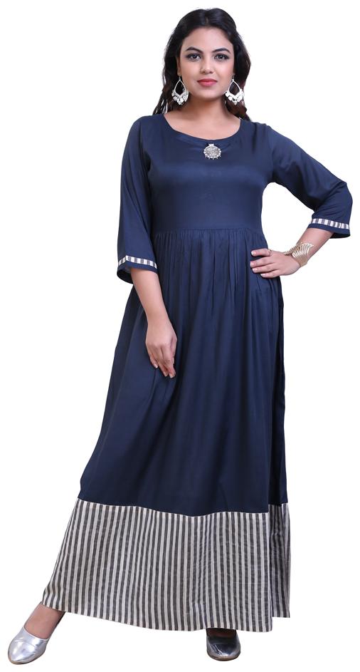 

ZRI Women Blue Printed Anarkali Kurta