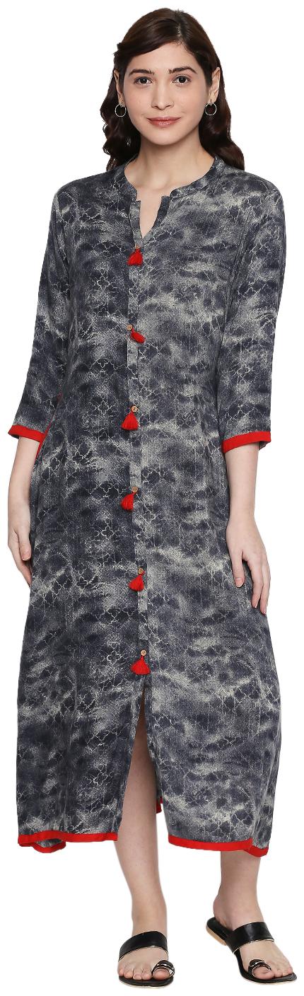 

ZRI Grey Printed Kurti For Women