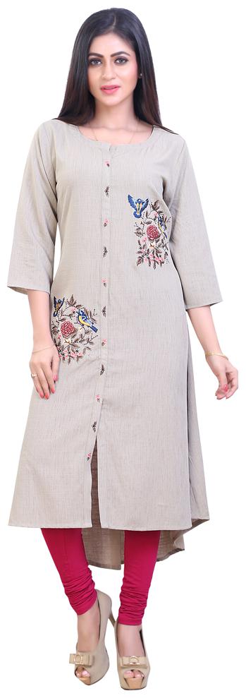 

ZRI Women Grey Embroidered Assymetrical Kurta